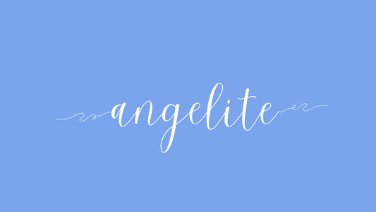 image of the blog post, a blue background with the word angelite in the middle