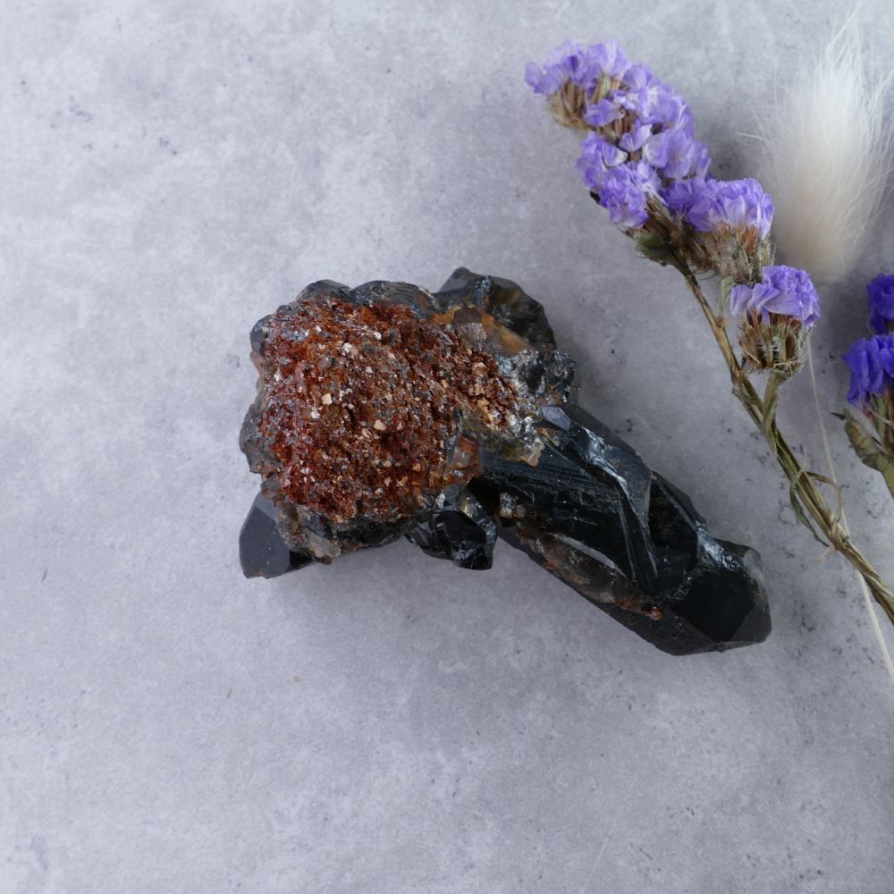 Unleash Inner Strength with Dumi's Crystals (85g). Black Quartz Cluster (3.3cm x 7.9cm x 5cm). Bold & intricate structure with captivating beauty & amplified energy for a powerful crystal companion.