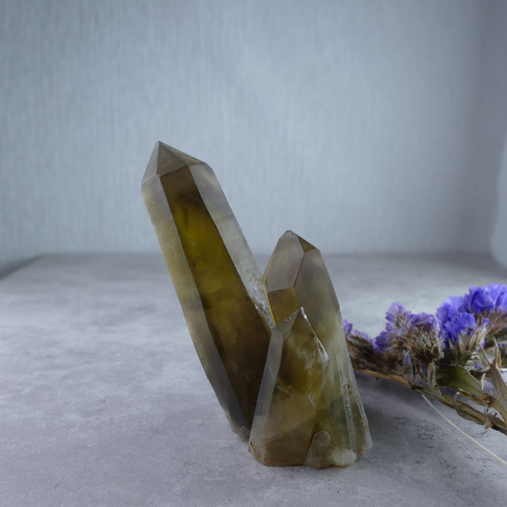 Dumi's Crystals - Smoky Quartz Sanctuary Cluster (91g). Perfectly sized for holding (7cm x 4.3cm x 2.7cm). Rich smoky hues with calming and grounding energy.