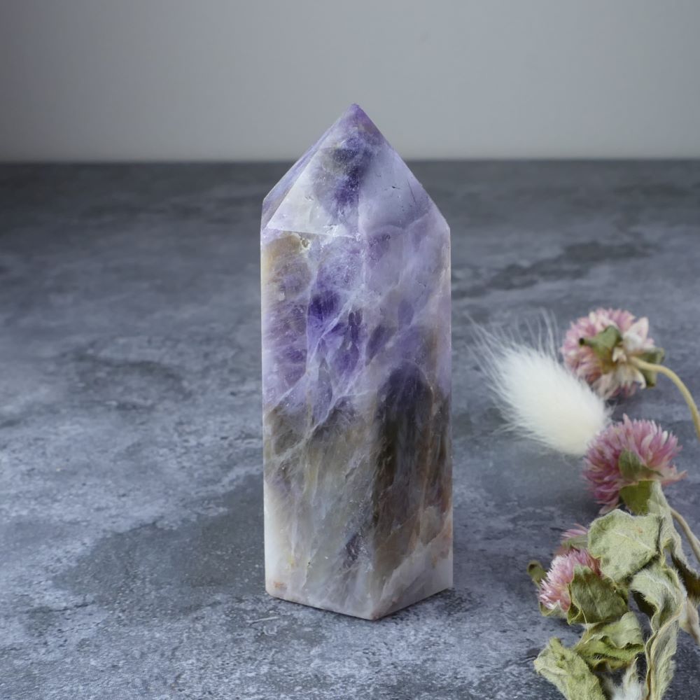 Amethyst, Smoky Quartz & White Quartz Tower | Balance, Growth & Peace