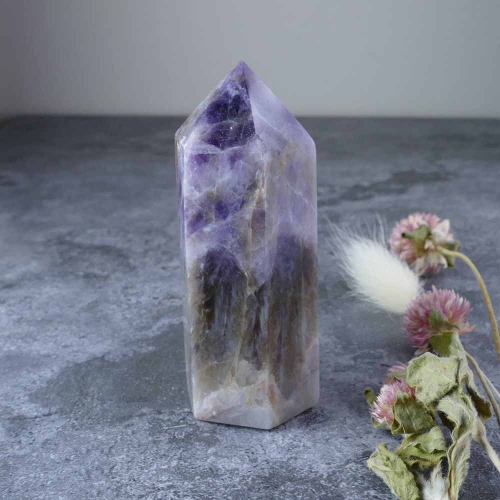 Amethyst, Smoky Quartz & White Quartz Tower | Balance, Growth & Peace
