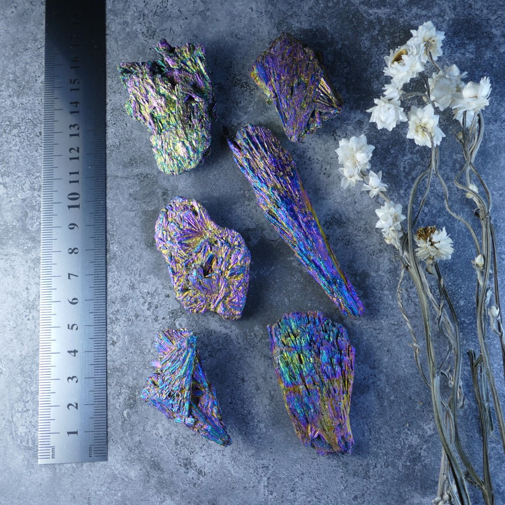 Dumi's Crystals Aura Kyanite (3-10g, 10-20g, 20-30g; 3-9cm). Beyond beautiful, powerfully transformative! Rainbow-hued Aura Kyanite crystals enhance your intuition and connection to the spiritual world.