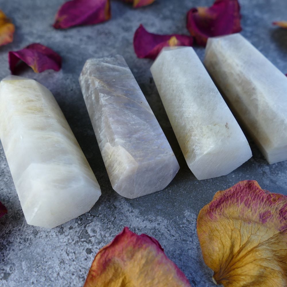 Moonstone Tower for Meditation & Healing - This elegant tower promotes emotional balance, inner peace, and a connection to the moon's energy. Ideal for meditation practices.