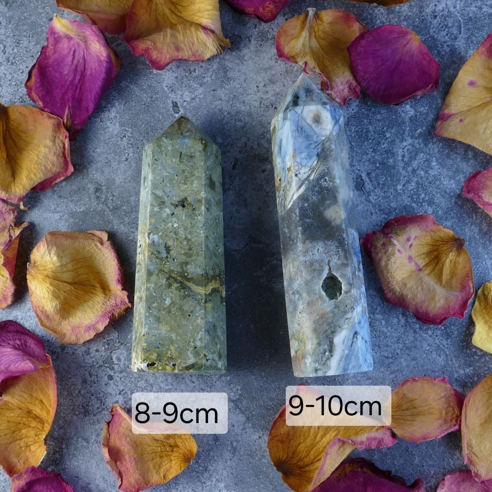 Unique Ocean Jasper Tower - Each tower boasts one-of-a-kind swirls and colors, resembling a miniature ocean scene. A perfect gift from nature.