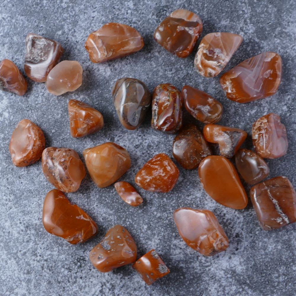 Red Southern Red Agate chips for confidence & passion (1-2cm) | Dumi's Crystals | Enhance your inner fire, courage, and sense of self-belief with these genuine Southern Red Agate chips. Ranging from 1 to 2 centimeters, these chips promote inspiration, a positive outlook, and a protective shield against negativity.