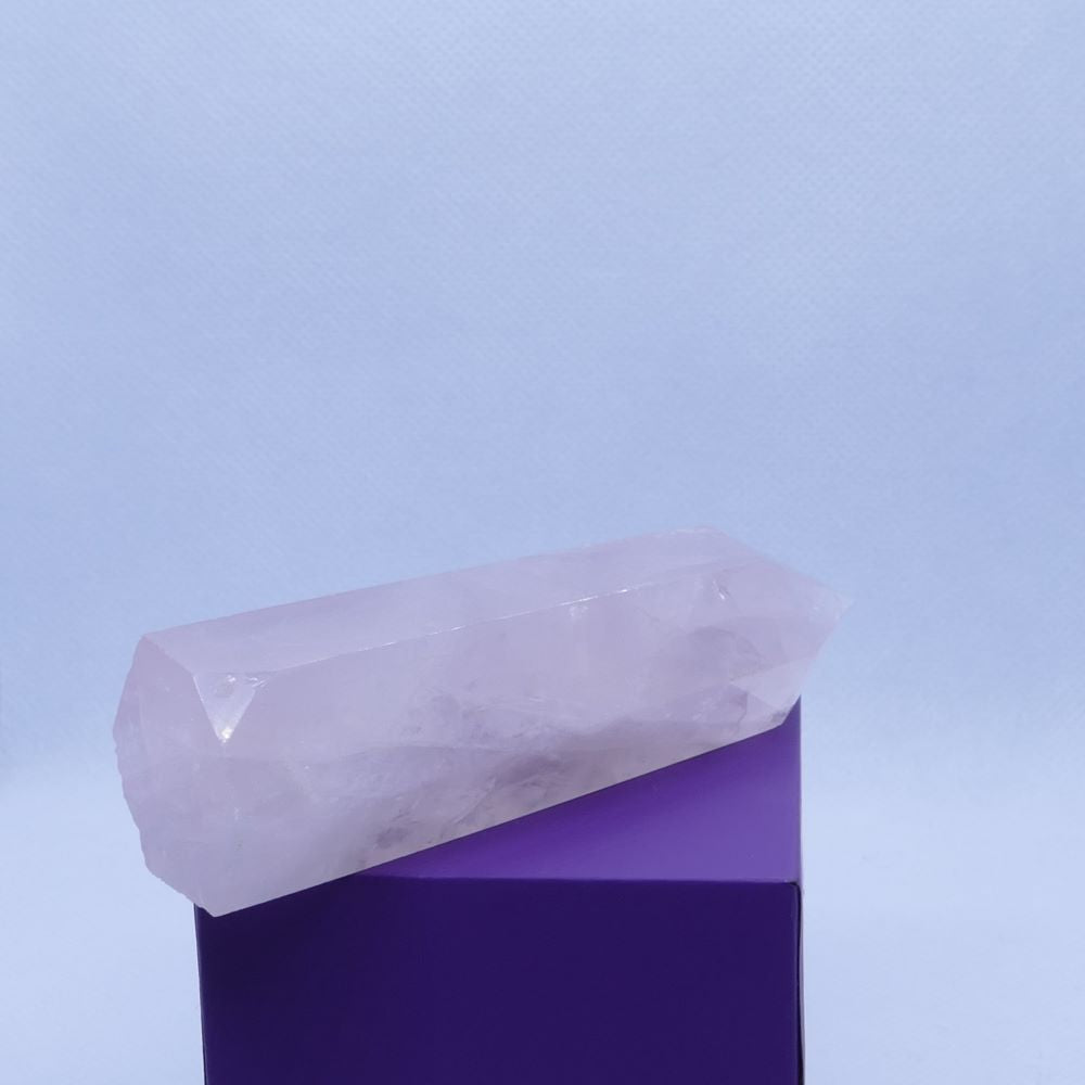 Crystal Magic for Self-Care: Dumi's Crystals Rose Quartz Towers (Sold As-Is). Promote love & acceptance (9cm x 2.4cm x 2.6cm).