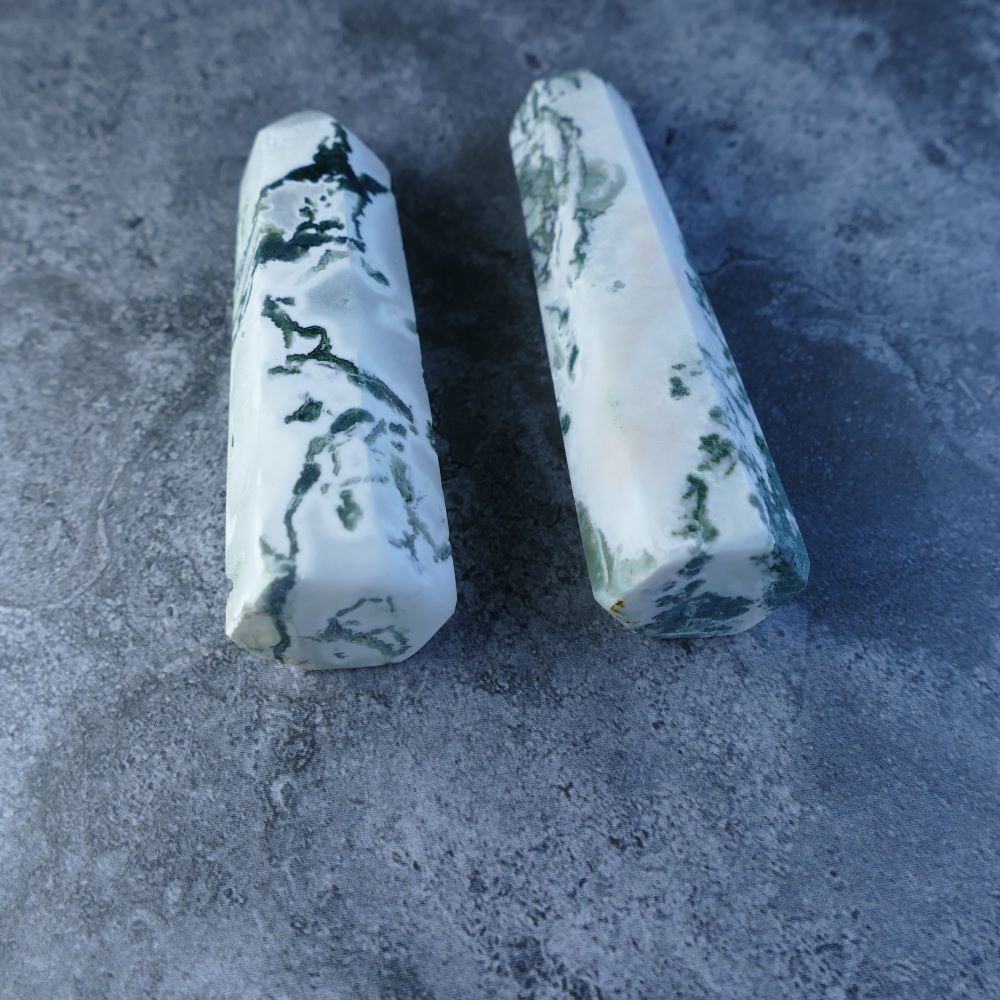 Natural Tree Agate Tower - A mesmerizing tower showcasing dendritic inclusions reminiscent of trees. Ideal for meditation, crystal healing, or fostering a sense of stability and growth.