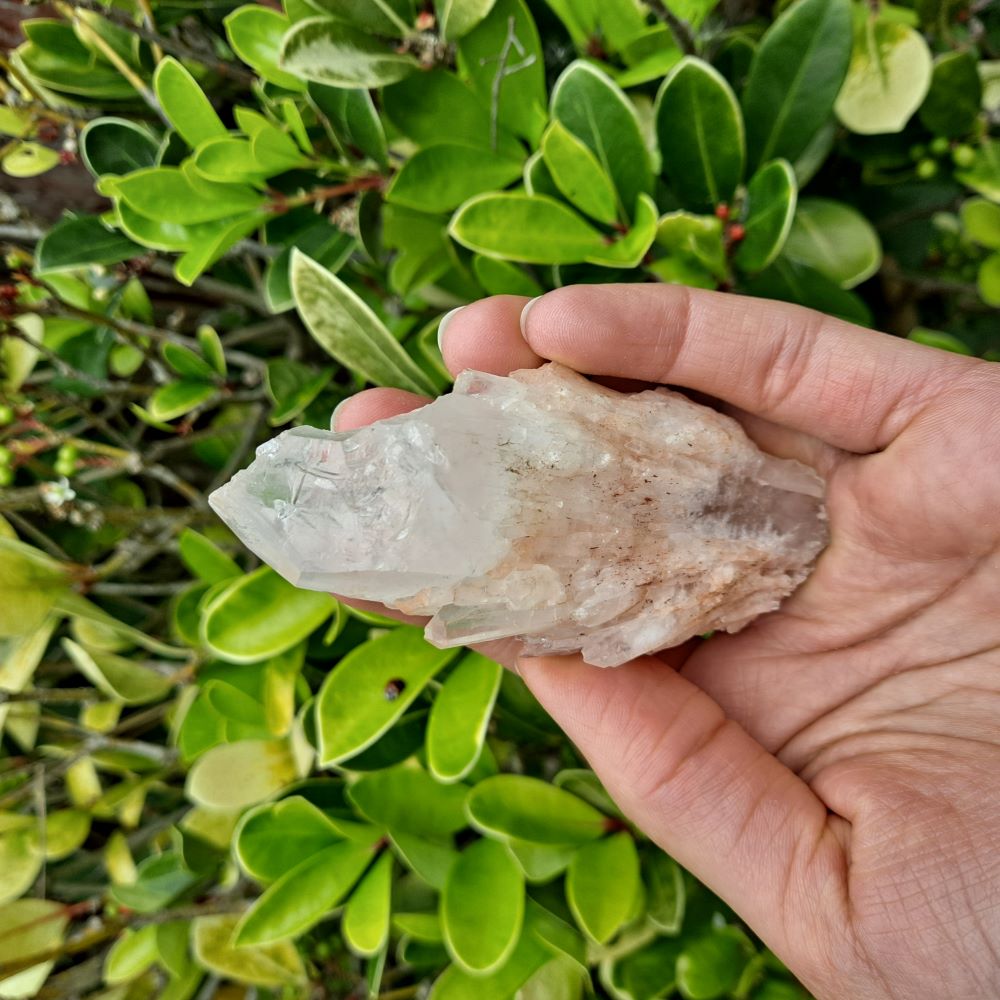 Pineapple Power (1.5in)! Dumi's Crystals Cluster (120g). Candle Quartz promotes positivity & focus. Unique piece measures 3.8cm x 4.6cm x 10cm.