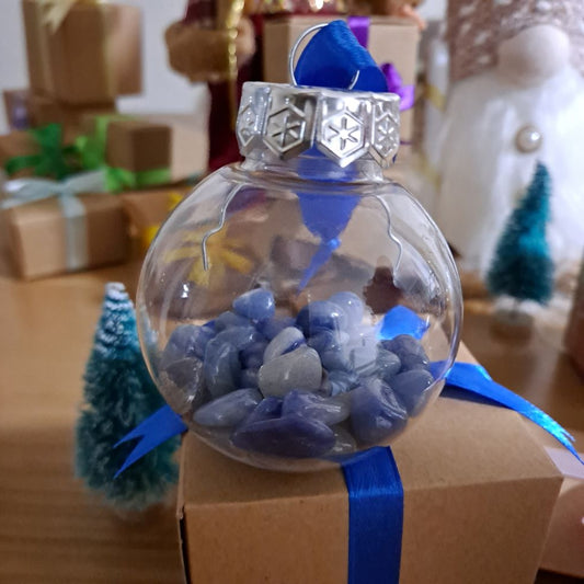 blue aventurine Christmas ornament tree bauble Dumi's Crystals