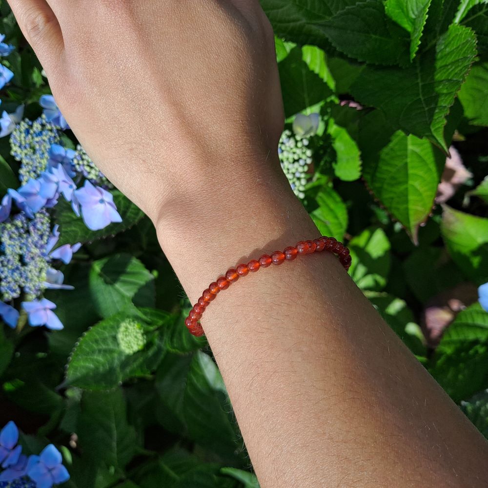 Dumi's Crystals Carnelian Bracelet 7inch for Passion & Confidence. Deep red gemstone bracelet for vitality, motivation & creativity. 