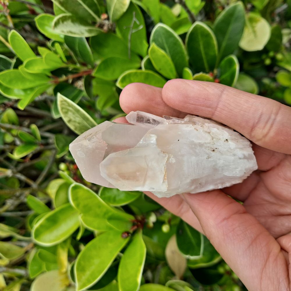 Petite Pineapple Power (Candle Quartz)! Dumi's Crystals Cluster (88g). Enhance focus & clarity. Unique piece measures 3cm x 3.8cm x 6.8cm.
