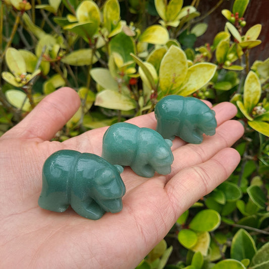 Dumi's Crystals | Green Aventurine Bear Carving (Prosperity & Love) | A handful of Green Aventurine Bear Carvings radiate positive energy. Known for attracting prosperity & fostering love, hold them during meditation or carry them throughout the day. Green Aventurine promotes emotional balance & helps manifest dreams. Embrace abundance with Green Aventurine Bear Carvings from Dumi's Crystals!