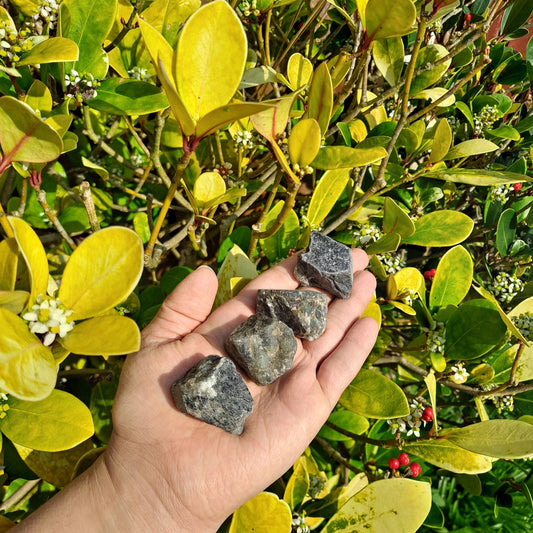 Dumi's Crystals | Rough Labradorite Crystals (Magic & Protection) | A handful of Rough Labradorite Crystals radiate mystical energy. Renowned for promoting spiritual awakening, protection & inner peace, hold them during meditation or carry them throughout the day to cultivate intuition, ground your energy & connect with your inner wisdom. Embrace the magic of Rough Labradorite from Dumi's Crystals!