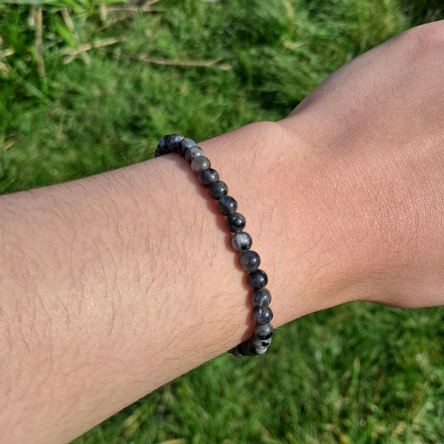 larvikite handmade bead bracelet dumiscrystals