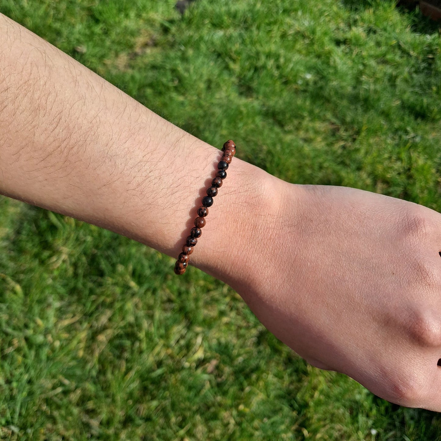 mahogany obsidian handmade bead bracelet dumiscrystals
