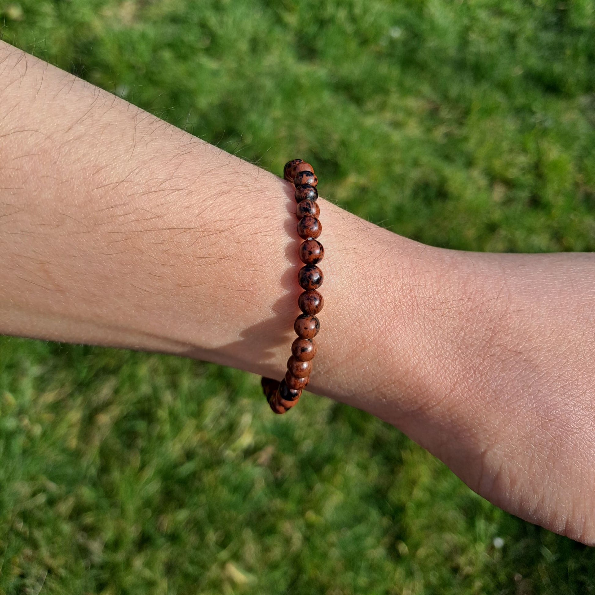mahogany obsidian handmade bead bracelet dumiscrystals