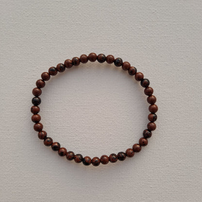 mahogany obsidian handmade bead bracelet dumiscrystals