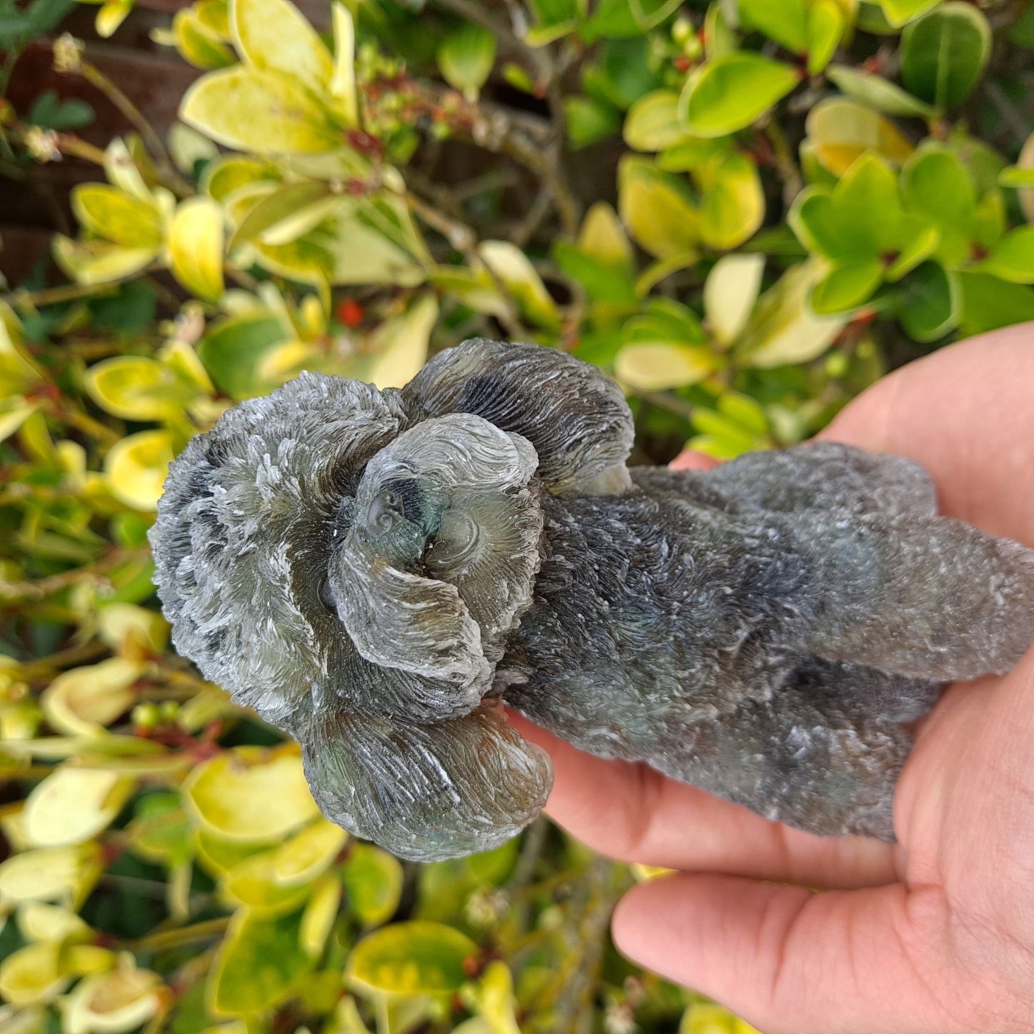 Sparkling Labradorite Poodle. A touch of magic and potential for spiritual growth in a handcrafted sculpture.