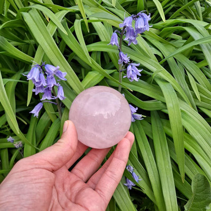 Unleash the Power of Love | Rose Quartz Sphere (2.5 inch) | Dumi's Crystals | This stunning 2.5-inch Rose Quartz Sphere is a powerful tool for fostering love, self-acceptance, and profound emotional healing.