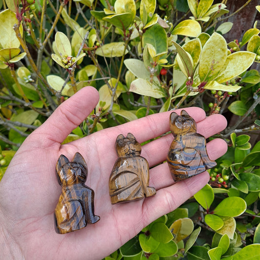 tiger's eye healing crystals hand carved cat dumiscrystals