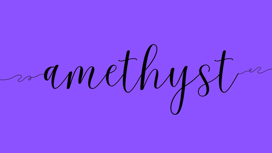 the word amethyst on a purple background