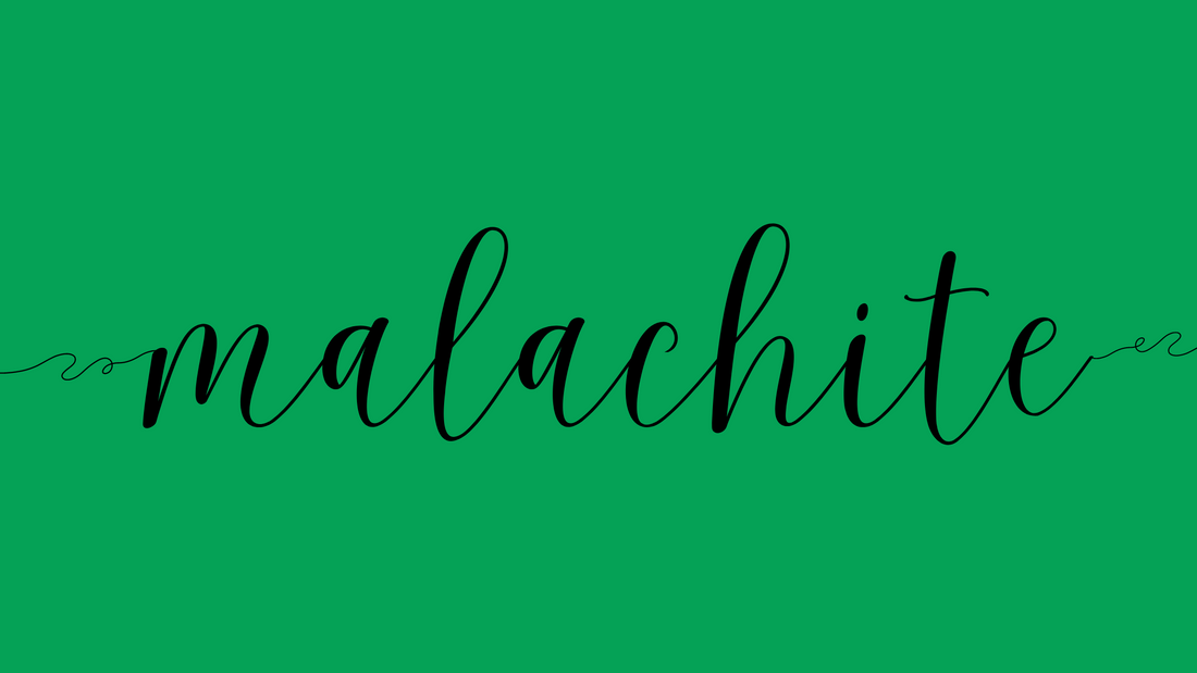 green blog post banner with the word malachite in black