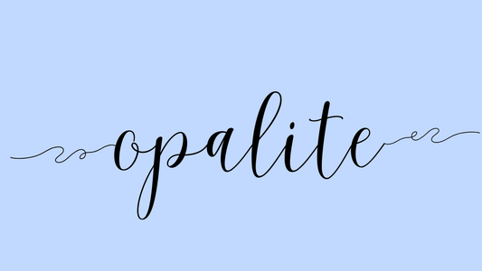 the word opalite on a blue background