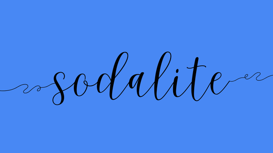 the word sodalite on a blue background