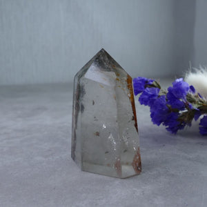 Garden Quartz Tower (5.2cm) - Nature's Magic! Captivating crystal with lush green inclusions. Perfect for crystal lovers and nature enthusiasts.