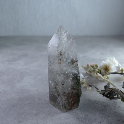 Dumi's Crystals Garden Quartz (5.7cm) - Delicate Power! Slender tower (3cm x 2cm) packs a punch (46g) with captivating inclusions. Ideal for meditation and focus.