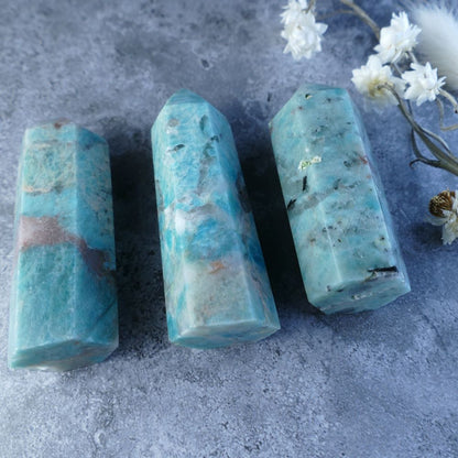Unique Crystal Formation (Amazonite with Smoky Quartz): Dumi's Crystals (Choose Size). A captivating addition to your home decor (Approx 7-10cm tall).