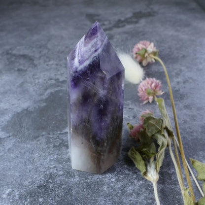 Crystal Magic for Well-being: Dumi's Crystals Triple Power Towers (Amethyst, Smoky Quartz, White Quartz). Enhance energy & promote balance (8.1cm x 2.9cm x 3.1cm). 