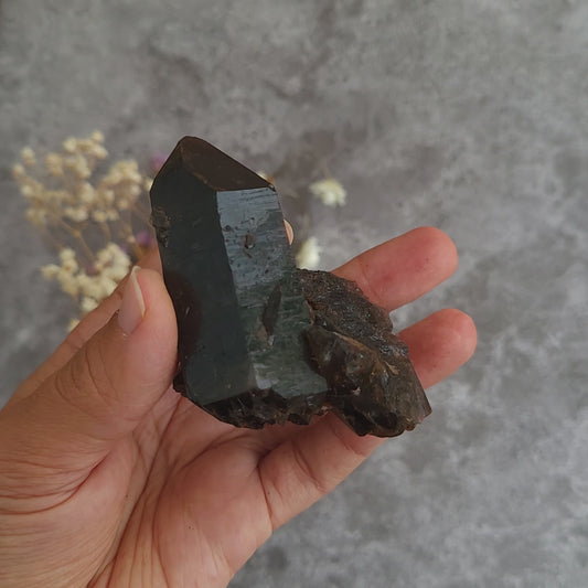 Irradiated Black Quartz Cluster #3 | Grounding, Protection & Resilience