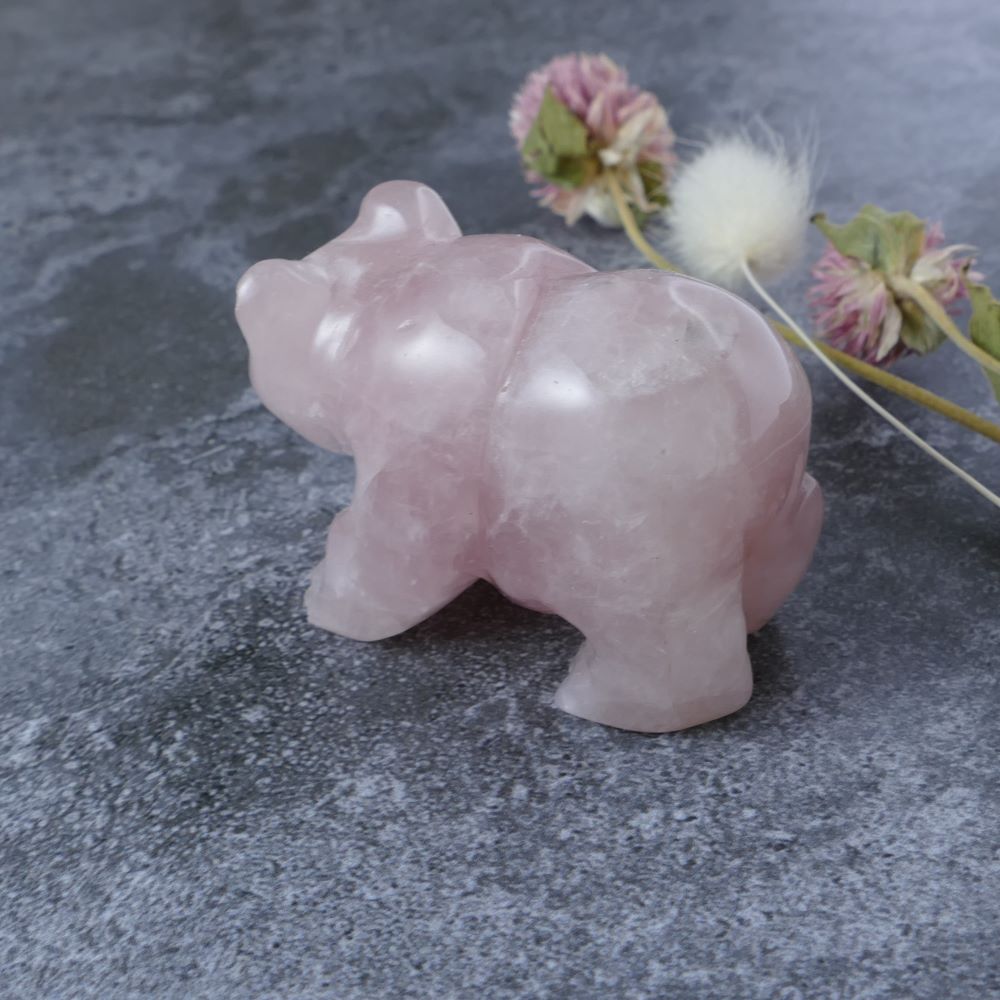 Invite love and emotional balance with this 2-inch rose quartz bear carving from Dumi's Crystals. 