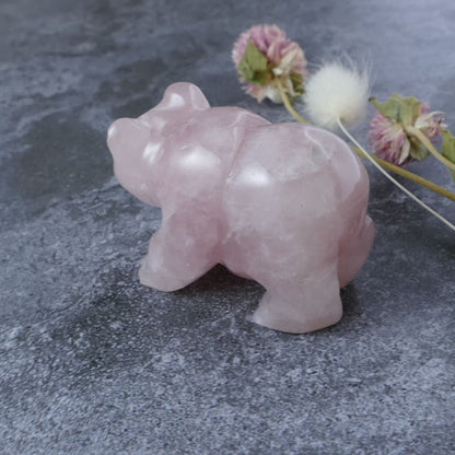 Invite love and emotional balance with this 2-inch rose quartz bear carving from Dumi's Crystals. 