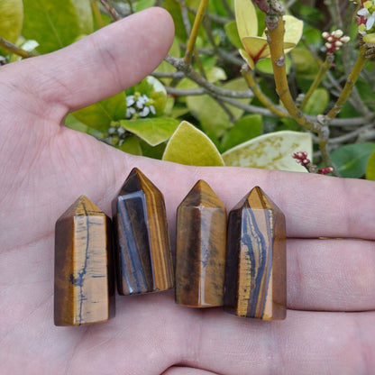 Dumi's Crystals Tiger's Eye Mini Tower: A spark of courage & determination with mesmerizing golden hues. Ideal for meditation or manifesting goals.