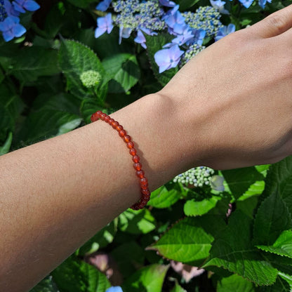 Dumi's Crystals Carnelian Bracelet 7inch for Passion & Confidence. Deep red gemstone bracelet for vitality, motivation & creativity. 