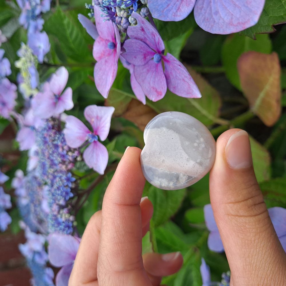Natural Heart Charms (Multiple): Dumi's Crystals Flower Agate Heart Carvings (3cm) - spread love, growth & harmony. Unique floral patterns in each heart.