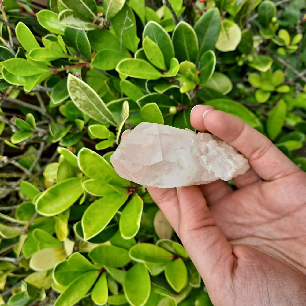 Dainty Pineapple Power (Candle Quartz)! Dumi's Crystals Cluster (110g). Enhance focus & clarity. Unique piece measures 3cm x 3.8cm x 7.6cm.