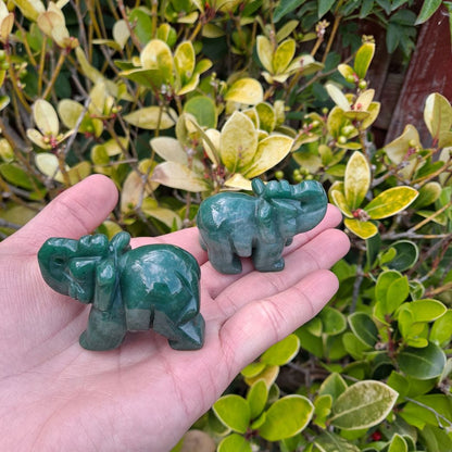 Dumi's Crystals | Green Aventurine Elephants (Balance & Harmony):  A collection of Green Aventurine Elephant Carvings, reminders of your inner strength and abundant blessings. Green Aventurine promotes prosperity, emotional balance & love. Scatter them in your home or workspace to cultivate a harmonious environment, welcome abundance & radiate joy. Embrace the power of Green Aventurine from Dumi's Crystals!