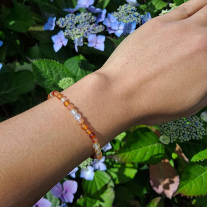 Dumi's Crystals Carnelian Bracelet 7inch for Joy & Positivity. Orange gemstone bracelet for success, overcoming challenges & self-expression.
