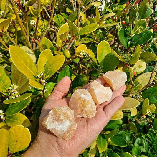a handful of yellow calcite